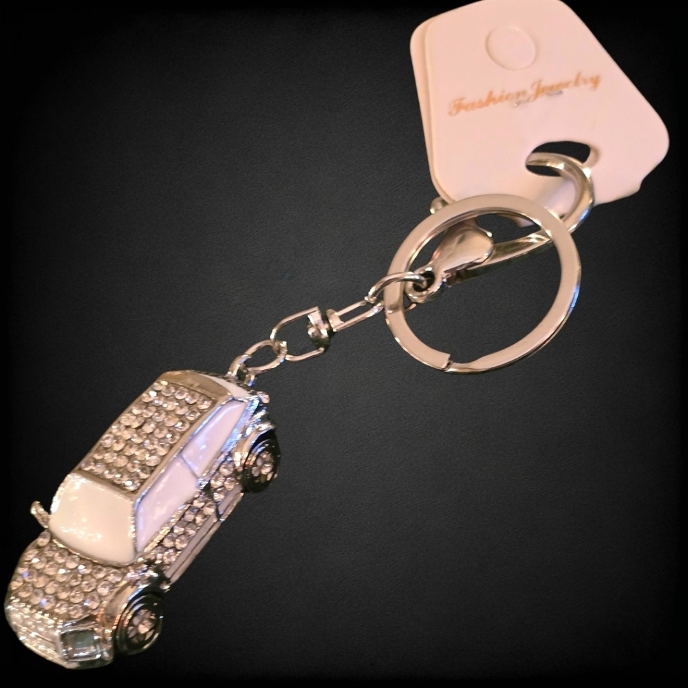 Fashion-Inspired Rhinestone Car Bag Charm / Fashion Keychain